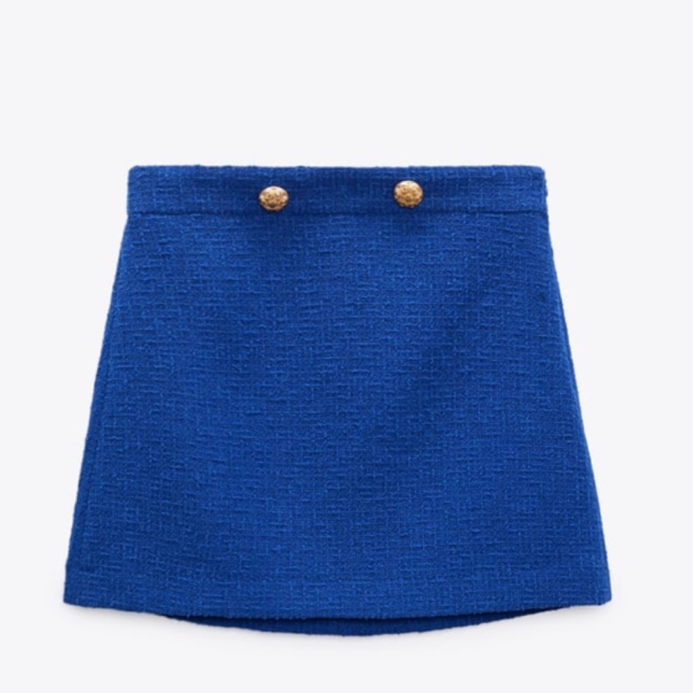 Textured mini skirt blue
